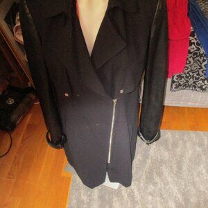 zara basic outwear black szM  with faux leather sleeves  worn once